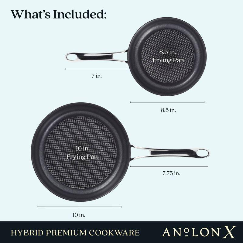 Anolon X 8.5" and 10" Hybrid Nonstick Induction Frying Pan Se Charcoal Gray