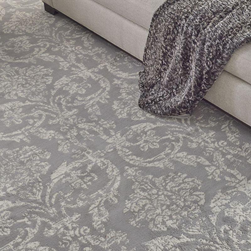 Nourison Jubilant 7'10" x 9'10" (8' x 10') Grey Area Rug Farmhouse Vintage Damask by Nourison