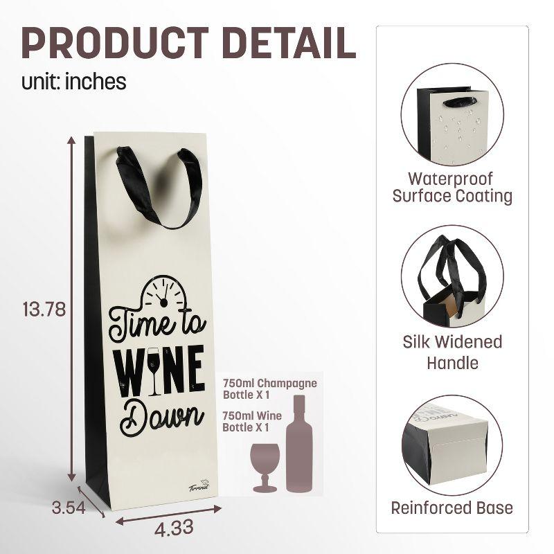 Tirrinia Tirrinia 12 Pieces Wine Gift Bags, 4 Designs Silk Handles Recyclable Paper Wine Bottle Bags