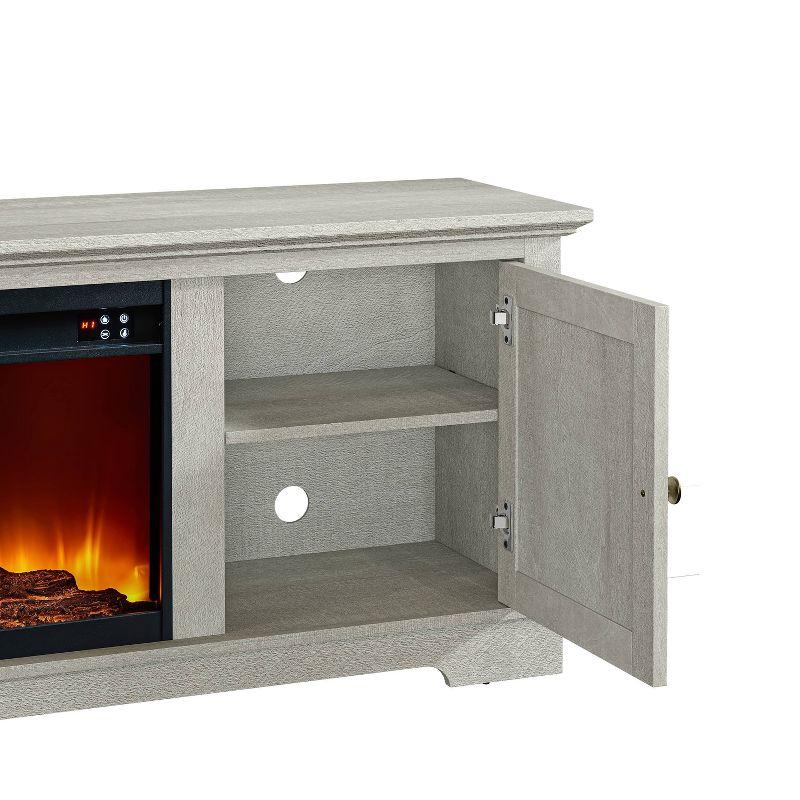 78" Farmhouse TV Stand for TVs up to 80" with Electric Fireplace Off-White - Festivo