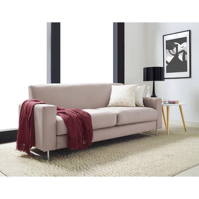 Elle Decor Baylie Mid-Century Modern Sofa with Chrome Sleigh Legs