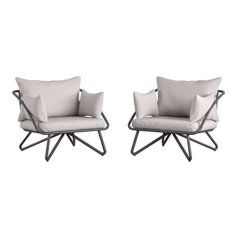 Teddi 2pc Outdoor Lounge Chairs Charcoal - Novogratz: Weather-Resistant Patio Furniture, Steel Frame