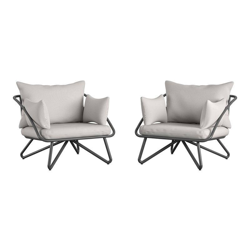 Teddi 2pc Outdoor Lounge Chairs Charcoal - Novogratz