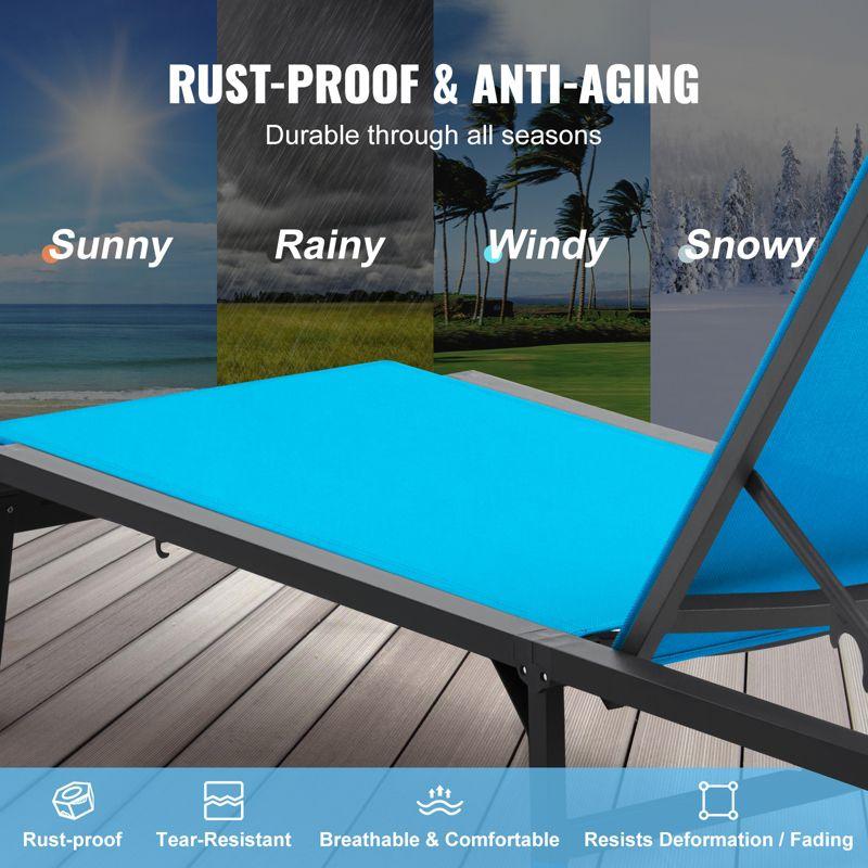 VEVOR Chaise Lounge Chair Outdoor, Aluminum Patio Lounge Chair with Adjustable 5-Position, Folding Pool Lounge Chair