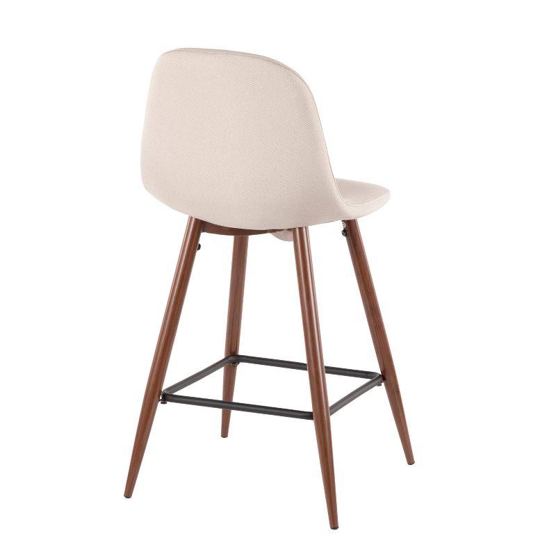 Set of 2 Pebble Mid-Century Modern Counter Height Barstools Beige - LumiSource: Steel Frame, Tapered Legs, Polyester Upholstery