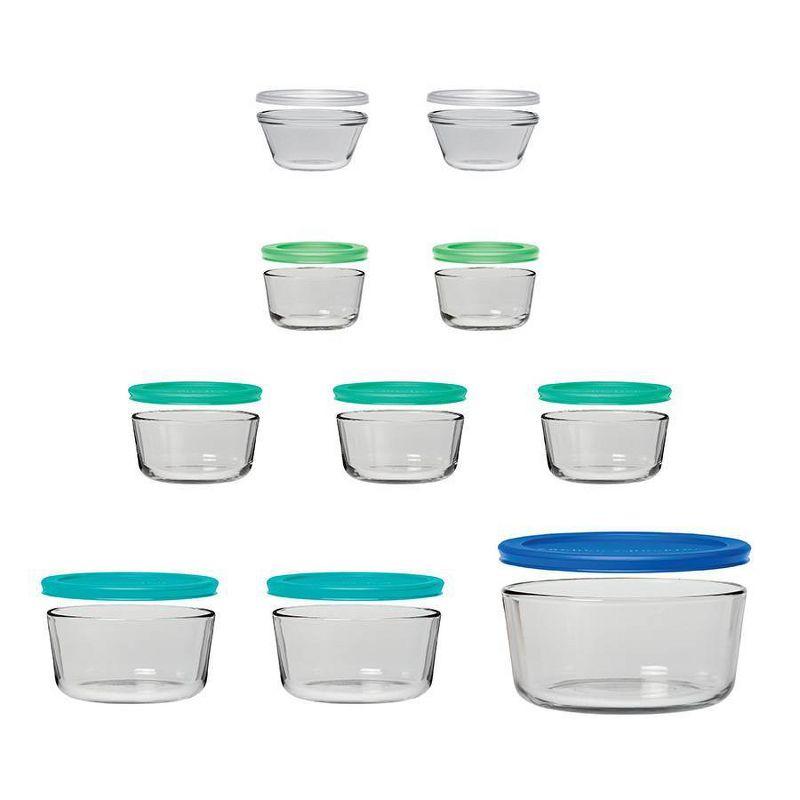 Anchor Hocking 20pc Glass SnugFit Food Storage Container Set: Oven & Freezer Safe, Microwave Safe Without Lid, Dishwasher Safe