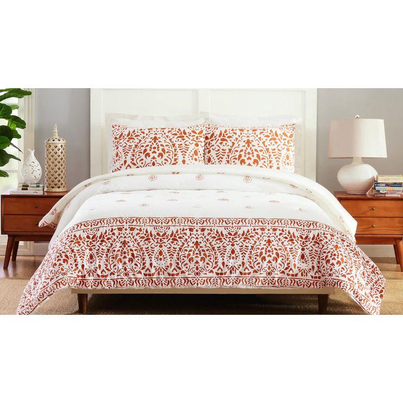 3pc Paloma Comforter Set Orange/White - Laurel & Mayfair