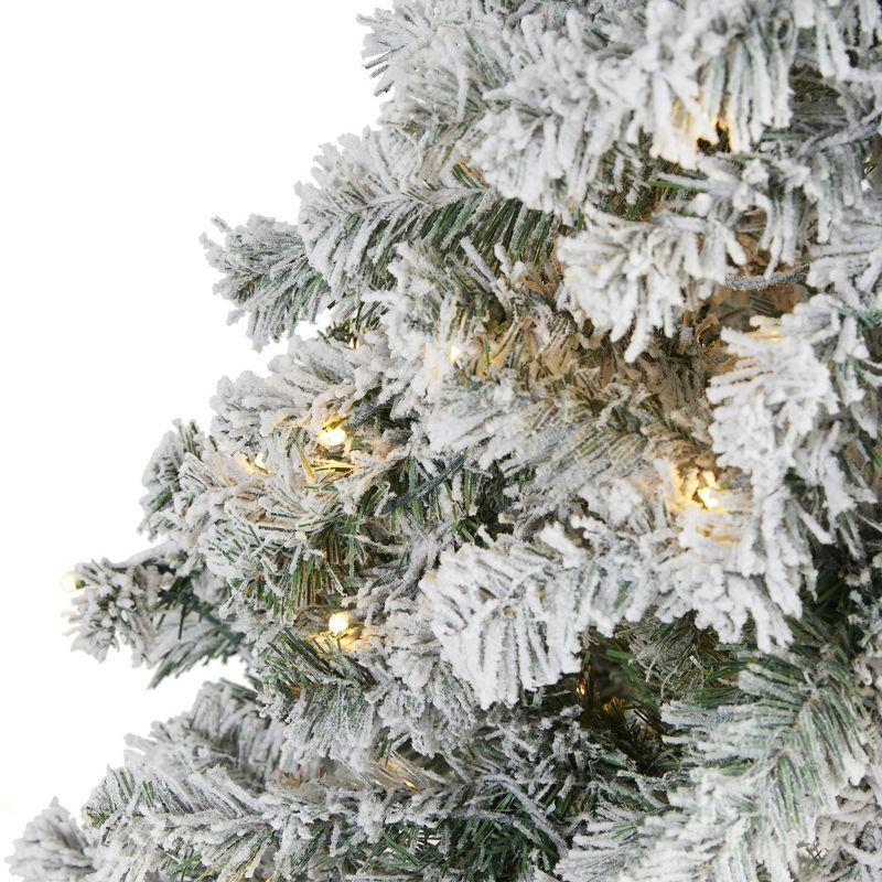 5ft Nearly Natural Pre-Lit LED Flocked Rock Springs Spruce Artificial Christmas Tree Clear Lights: Indoor Use, Easy Setup