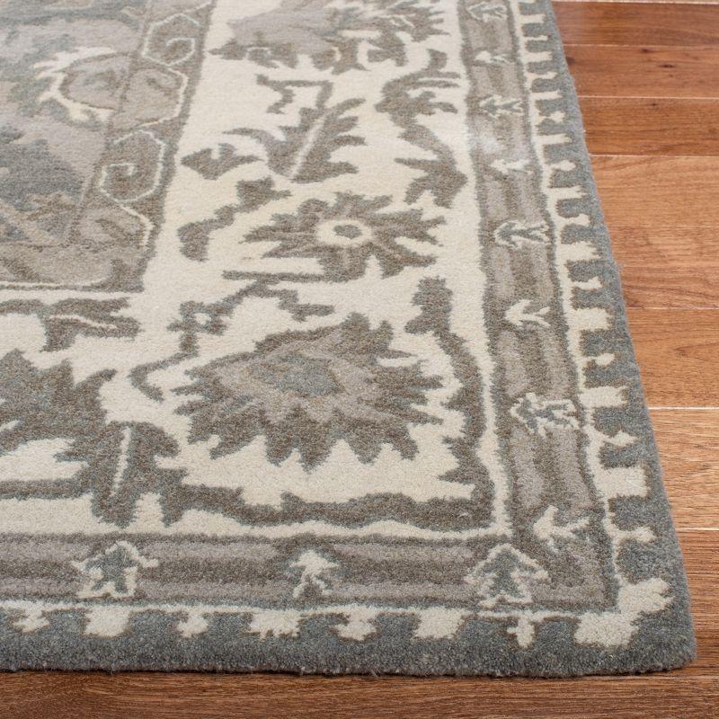 Gray and Cream Handmade Wool Tufted Runner Rug