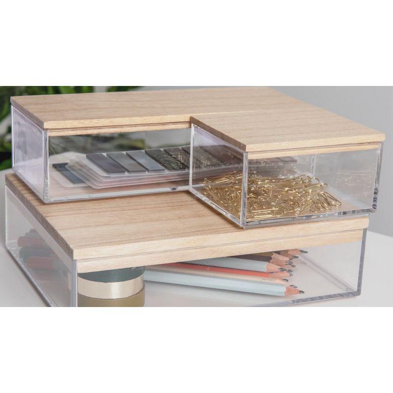 Thomas Martha Stewart Clear Plastic Storage Organizer Bin Set with Wooden Lids