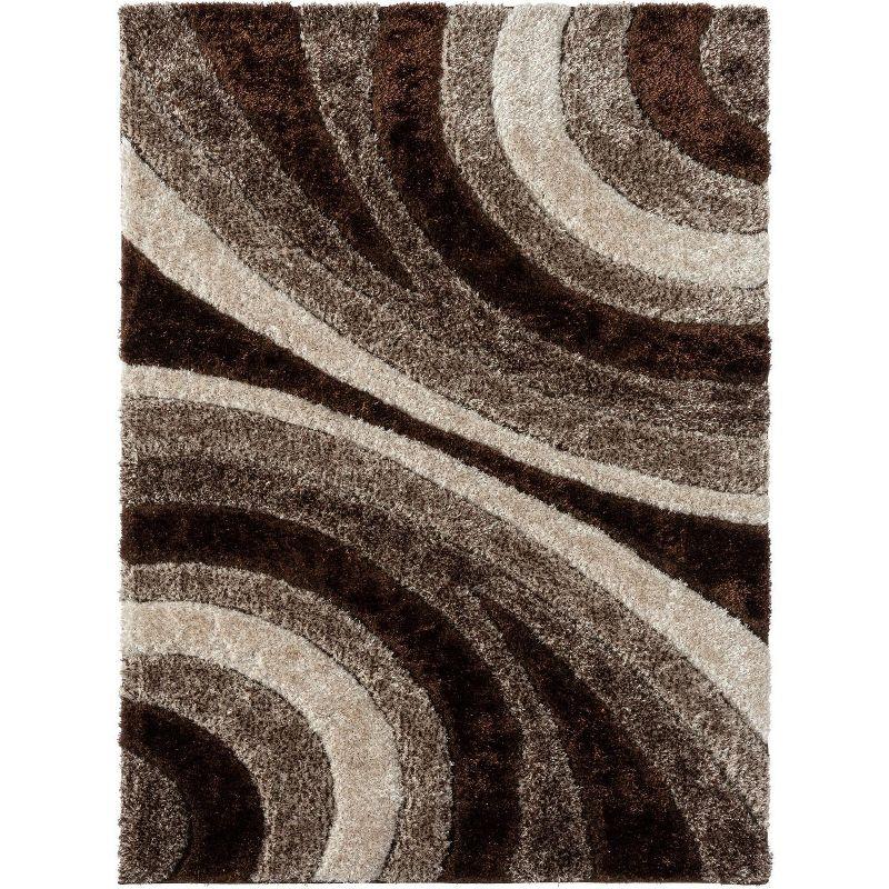 Luxe Weavers Modern Shag Geometric Area Rug, Brown 5x7