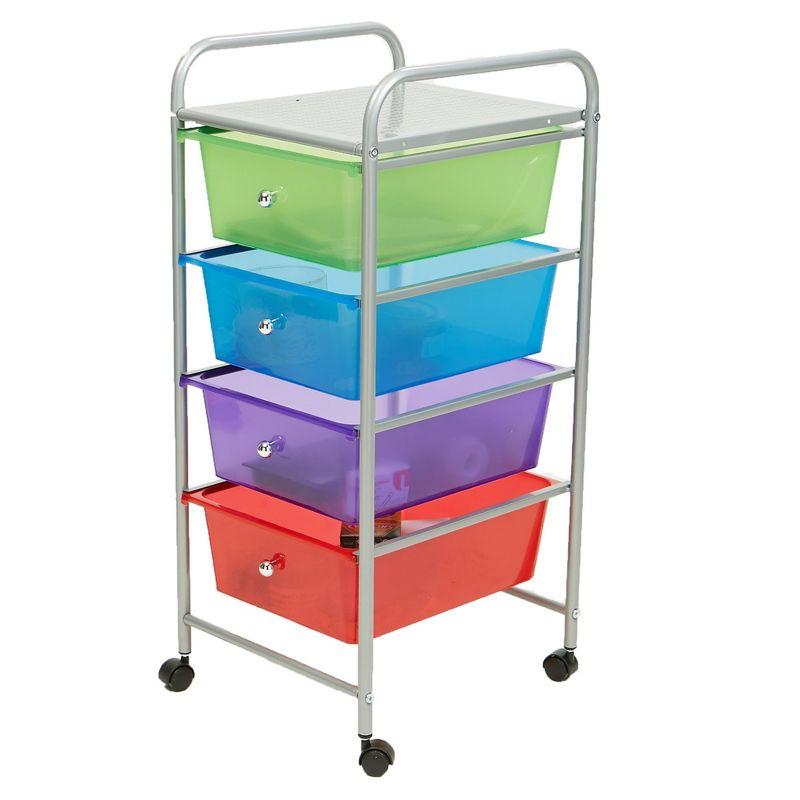 Mind Reader 4-Tier, 4-Drawer Mobile Utility Cart, Removable Drawers, 12.75" L x 15.25" W x 30" H