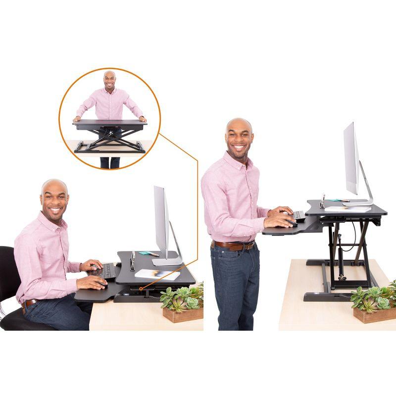 FlexPro Hero Standing Desk Converter - 32” Sit to Stand Desk with Keyboard Tray – Stand Steady