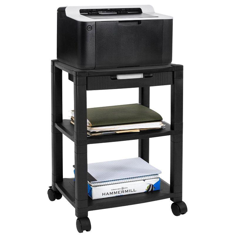 Mount-It! Adjustable Mobile Printer Stand with Drawer, 4 Swivel Wheels and Cable Management