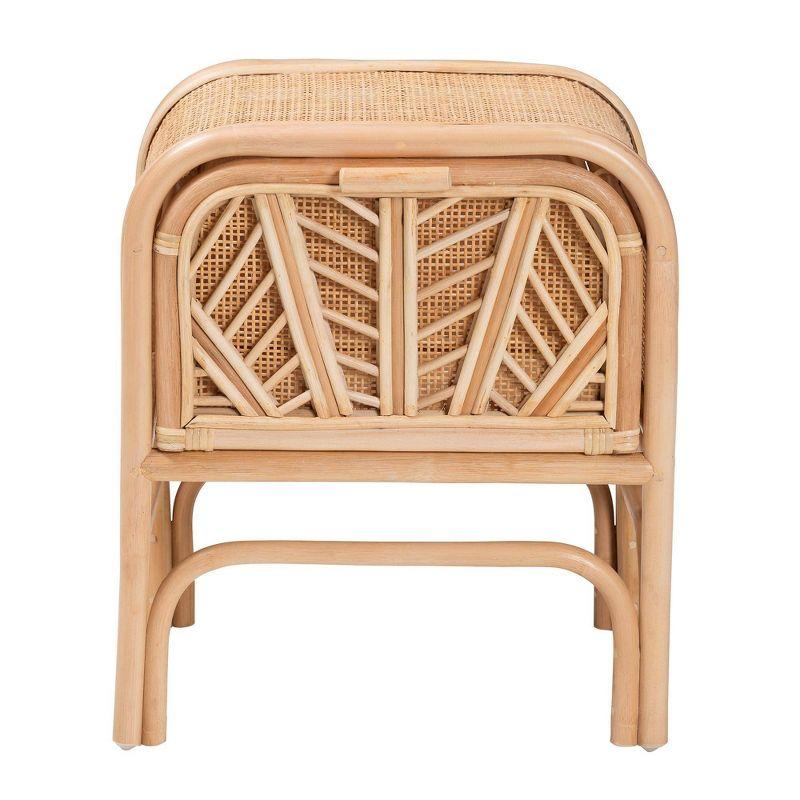 bali & pari Carabella Natural Rattan 1 Drawer Nightstand Natural: Handcrafted, Bohemian Design, Secure Storage