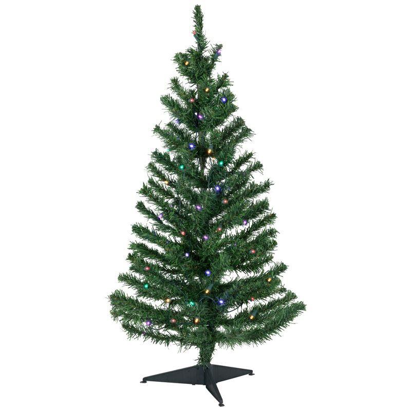 3' Pre-Lit Medium Mixed Classic Pine Artificial Christmas Tree - Multicolor LED Lights