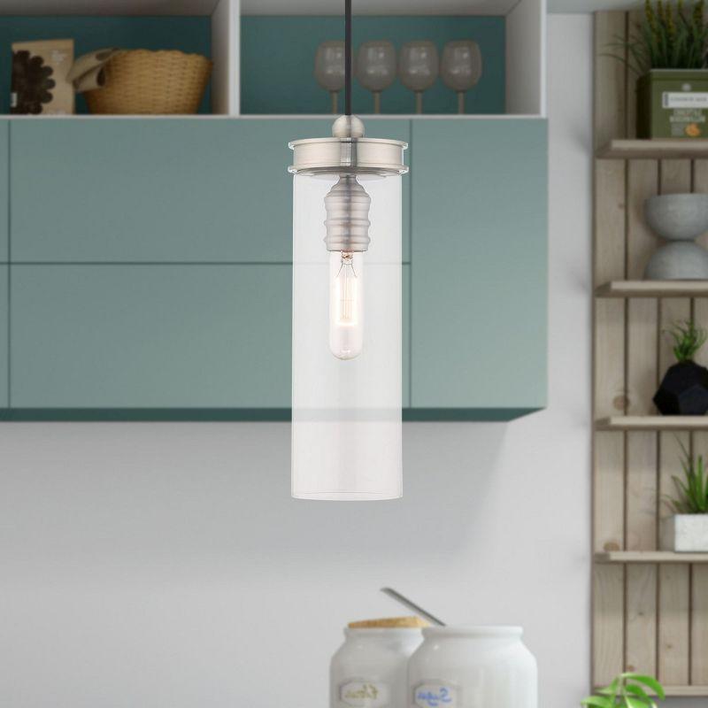 Livex Lighting Art Glass 1 - Light Pendant in  Brushed Nickel