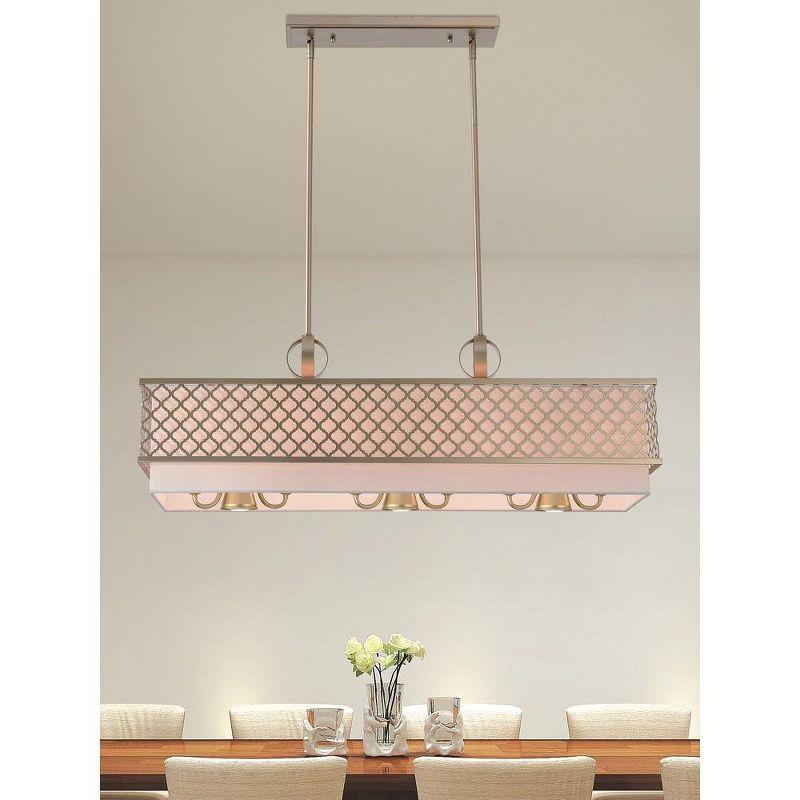 Arabesque Soft Gold Linear Drum Chandelier with Nickel Accents