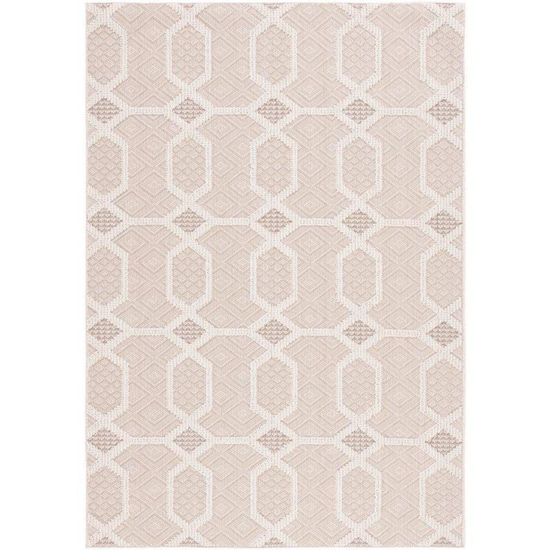 Ivory Rectangular Stain-Resistant Synthetic Area Rug