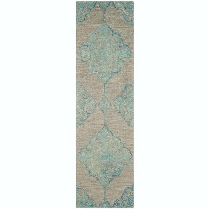 Dip Dye DDY510 Hand Tufted Indoor Runner - Grey/Turquoise - 2'3"x6' - Safavieh