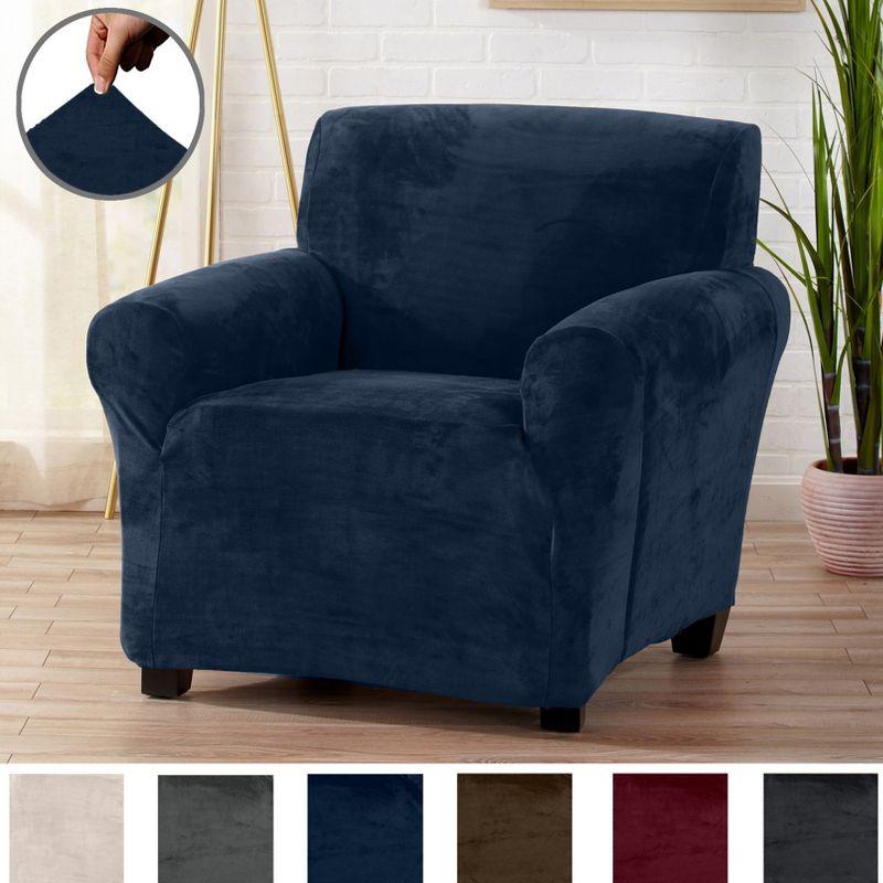 Symple Stuff Velvet Plush Stretch Chair Slipcover