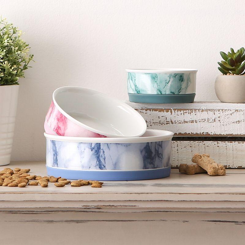 Bone Dry Pet Bowl - Teal Marble - Large 7.5Dx2.4H Set/2