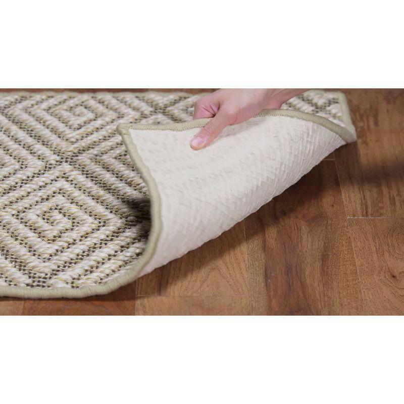 Beige and Brown Geometric Sisal Area Rug, 5' x 8'