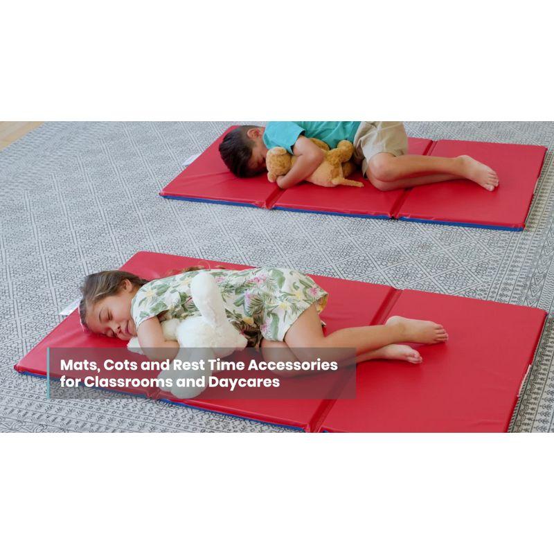 ECR4Kids ECR4Kids Stackable Kiddie Cot with Sheet, Classroom Furniture, Blue (Set of 6)