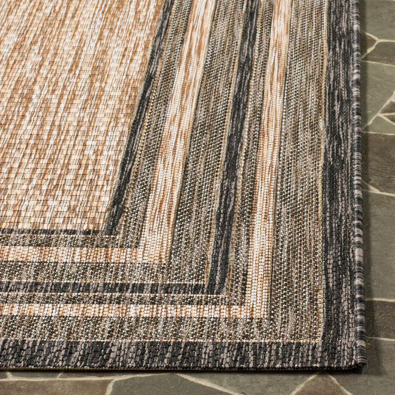 Courtyard CY8475 Power Loomed Indoor and Outdoor Area Rug - Natural/Black - 5'3"x5'3" - Safavieh