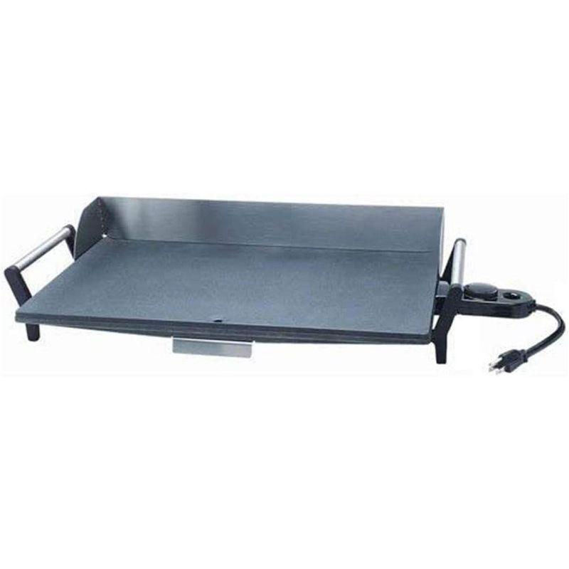 Charcoal Gray Stainless Steel Electric Griddle with Cool-Touch Handles