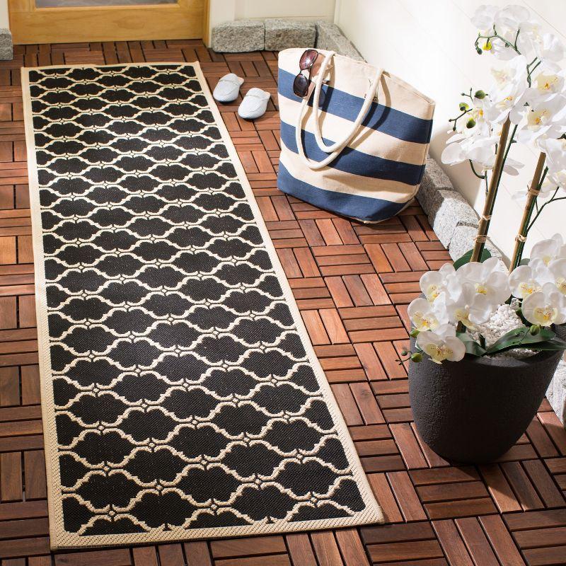 Courtyard CY6009 Power Loomed Indoor and Outdoor Runner Rug - Black/Beige - 2'3"x8' - Safavieh
