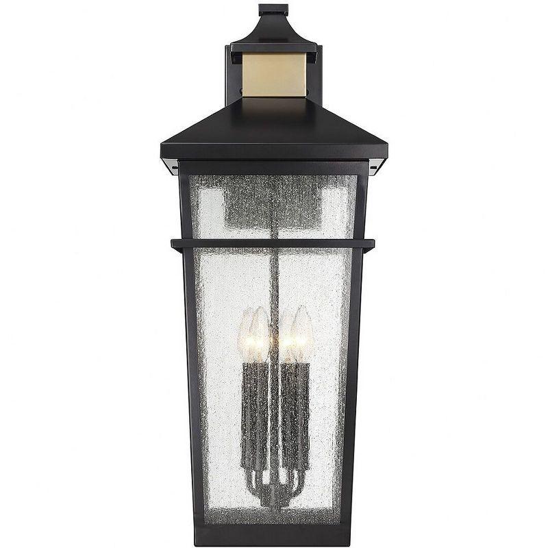 Kingsley 4-Light Outdoor Wall Lantern in Matte Black with Warm Brass Accents