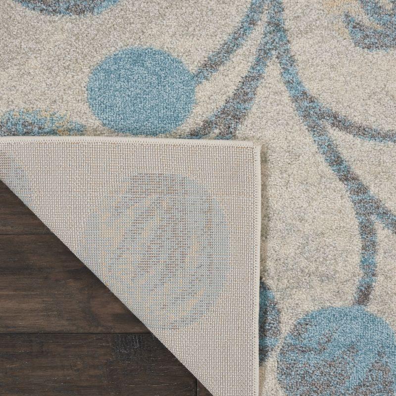 Nourison Tranquil 8'10" X 11'10" (9' x 12') Ivory/Turquoise Area Rug Contemporary Botanical Vine and Bloom by Nourison