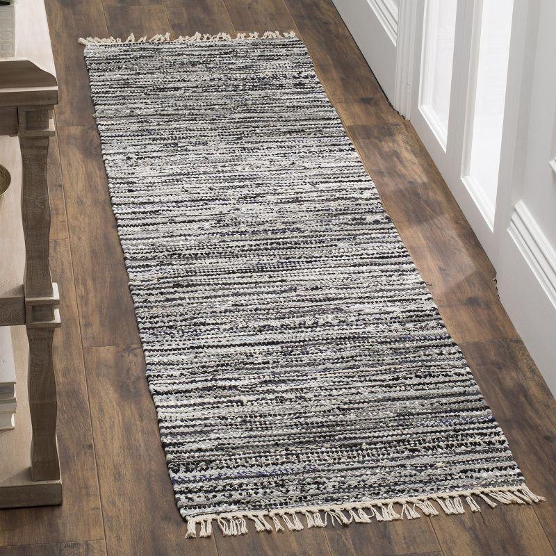 Rag Rug RAR128 Hand Woven Indoor Runner Rug - Grey - 2'3"x7' - Safavieh.