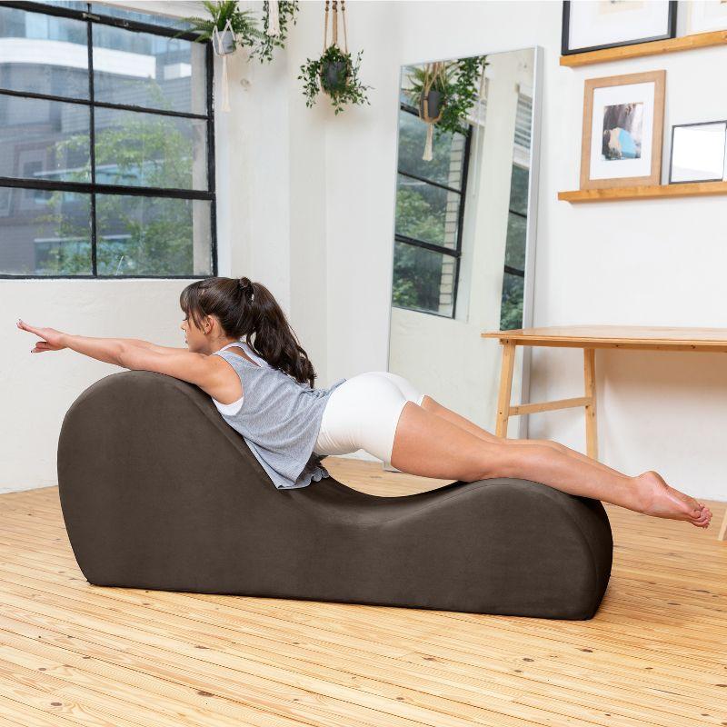 Avana Sleek Chaise Lounge for Yoga - Made in The USA - Great for Stretching, Relaxation, Exercise & More, 60D x 18W x 26H Inch, Brown