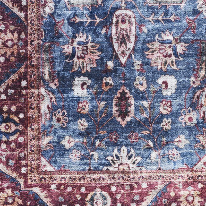 Nourison Washable Brilliance 2' x 6' Blue/Brick Vintage Indoor Bathroom, Kitchen Runner Rug