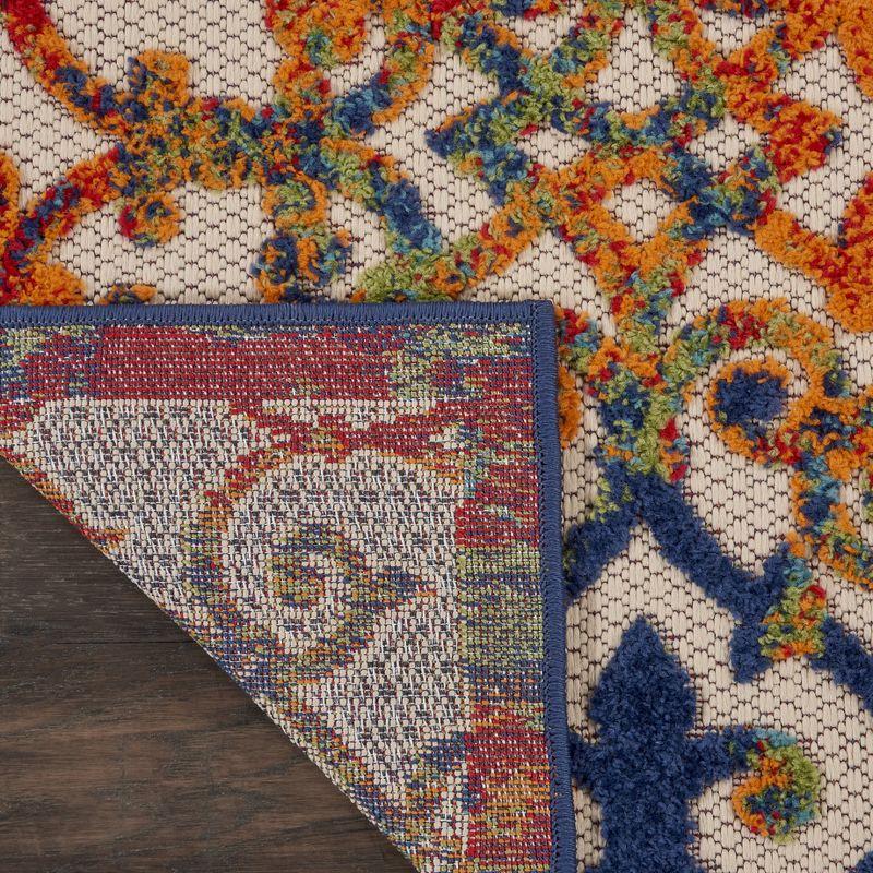 Nourison Aloha Contemporary Scroll Flatweave High-Low Indoor Outdoor Runner Rug Multicolor 2'3" x 12'