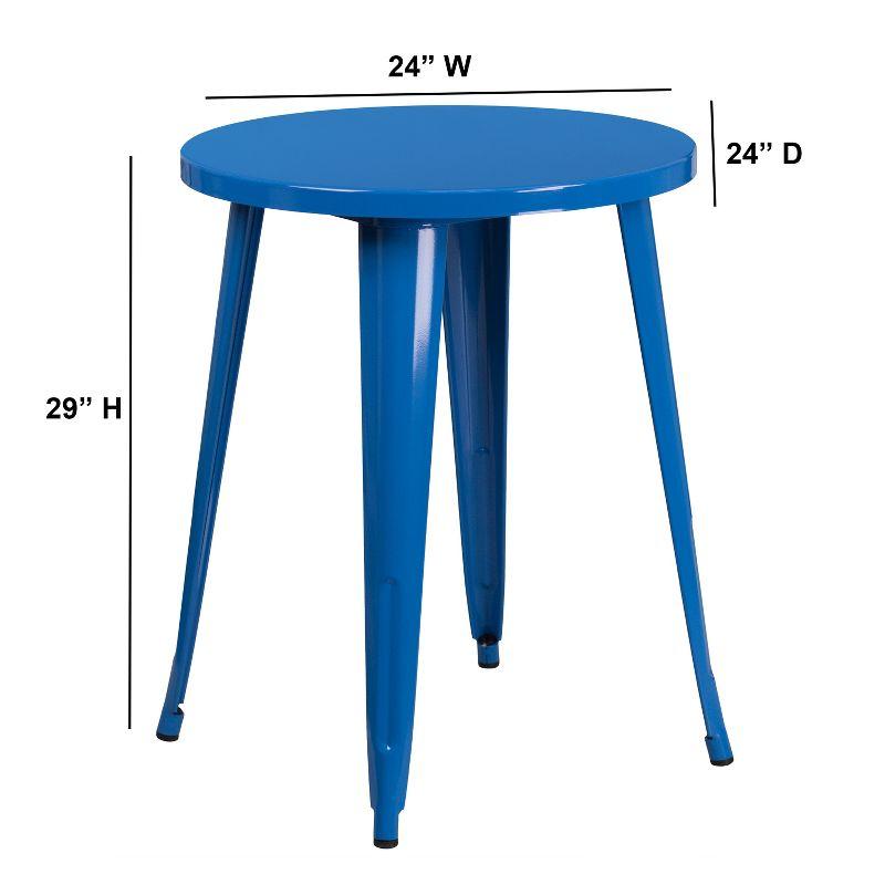 Flash Furniture Commercial Grade 24" Round Blue Metal Indoor-Outdoor Table