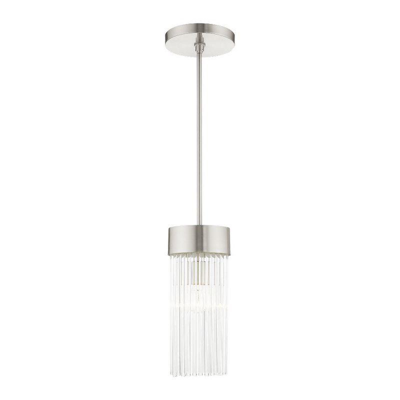 Brushed Nickel Crystal Drum Pendant Light