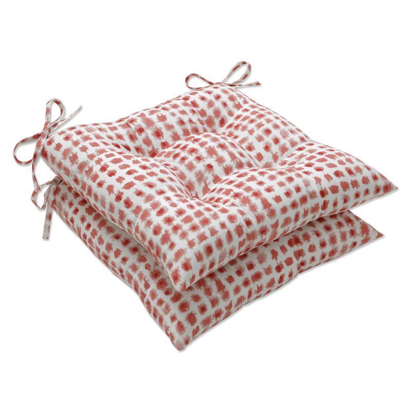 2pk Outdoor/Indoor Wrought Iron Seat Cushion Set Alauda Coral Isle Red - Pillow Perfect: Weather & Fade-Resistant, Reversible Design