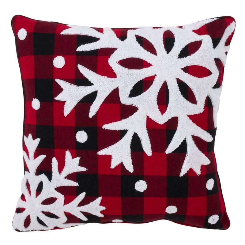 18"x18" Buffalo Plaid Square Throw Pillow Red - Saro Lifestyle: Cotton Cover, Duck Feather & Down Filled, Zippered