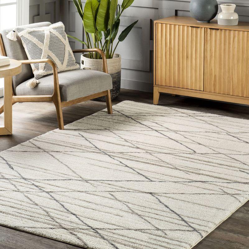Nuloom Pick-Up-Sticks Machine Washable Wool Area Rug, 4' x 6', Ivory
