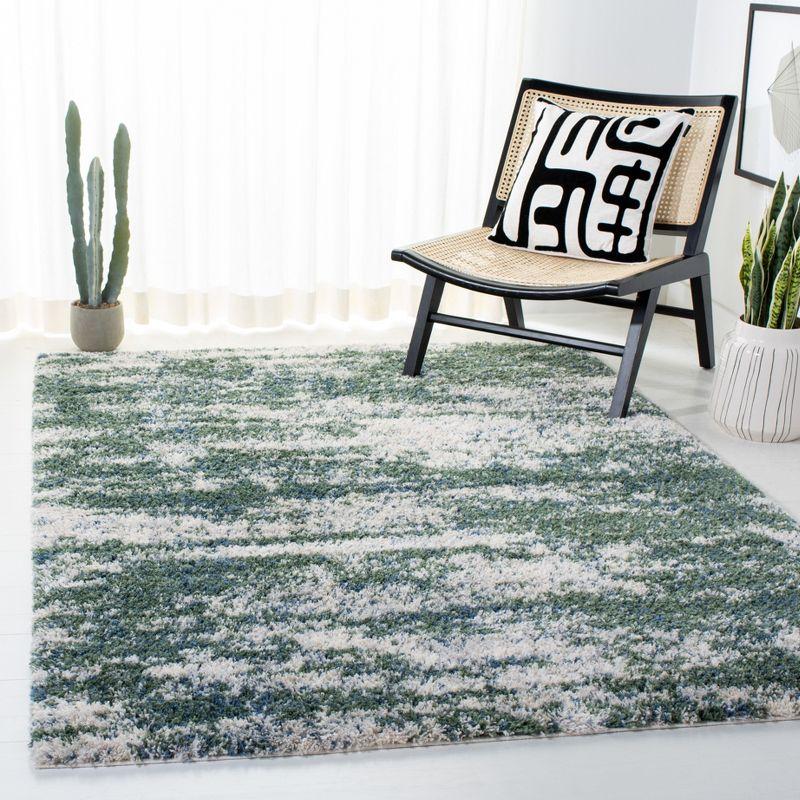 Berber Shag BER219 Power Loomed Area Rug - Green/Beige - 5'3"x7'6" - Safavieh.