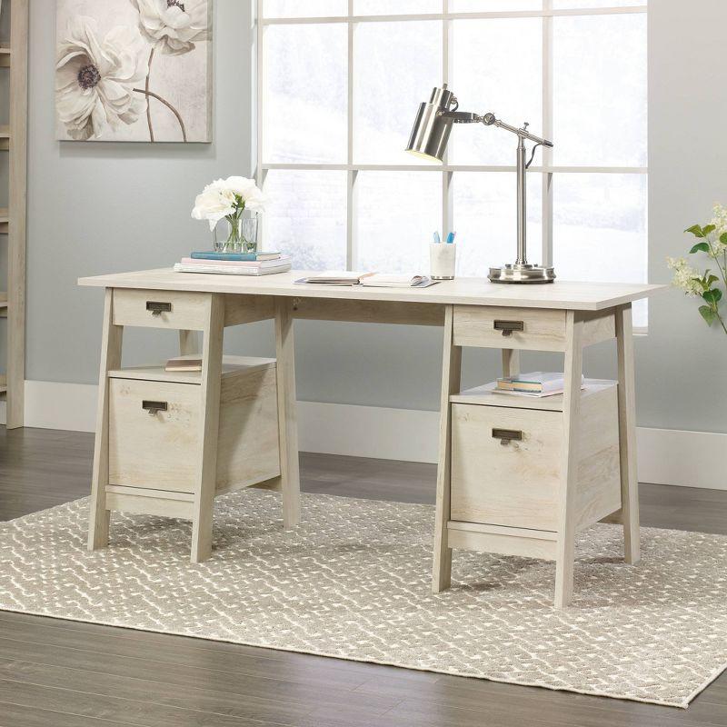 Chalked Chestnut Executive Desk with Integrated File Storage