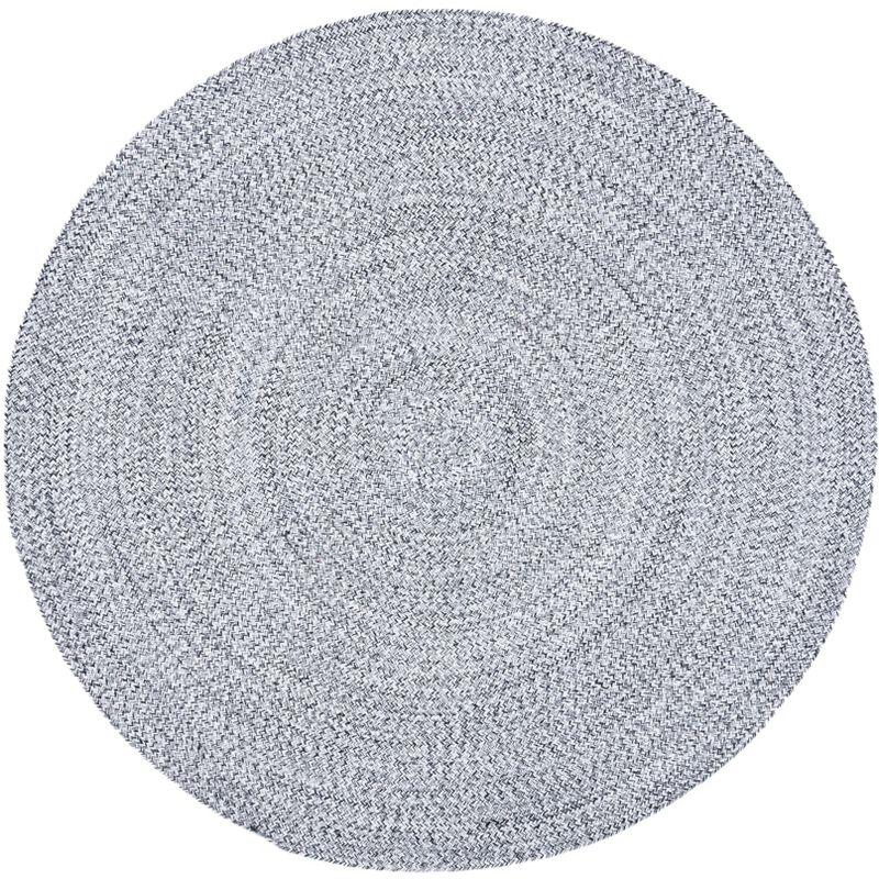 Handwoven Ivory & Black Cotton Braided 5' Round Rug