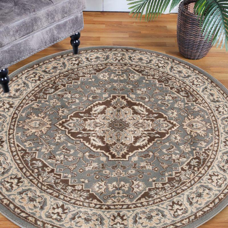 Traditional Vintage Medallion Floral Scroll Indoor Area Rug by Blue Nile Mills