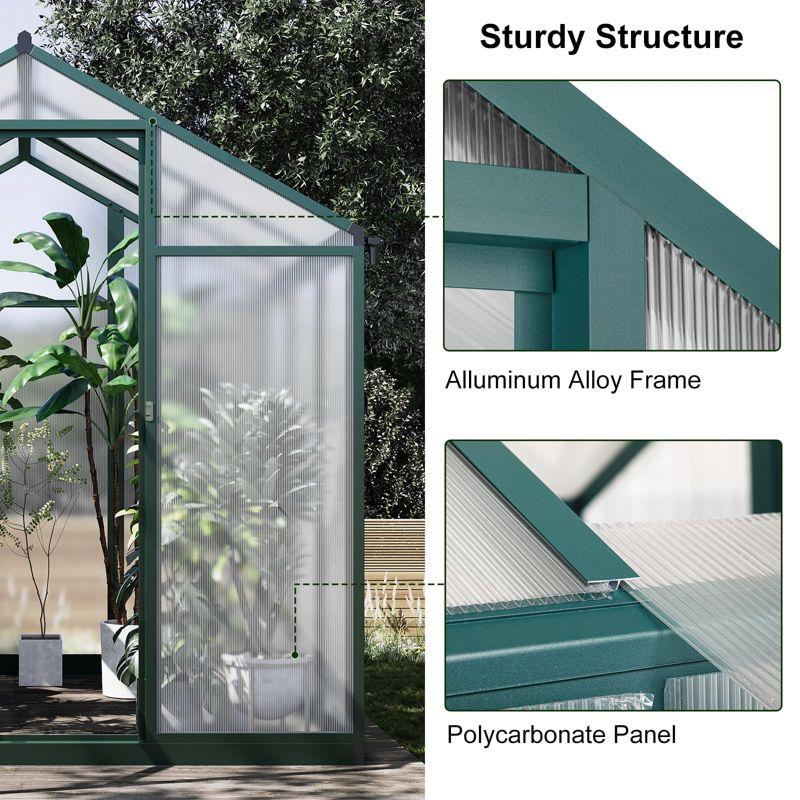 WhizMax 6.25 x 6 Ft Greenhouse for Outdoors, Aluminum Alloy & Polycarbonate Green House with Windows Vent, for Patio, Backyard, Garden,Green