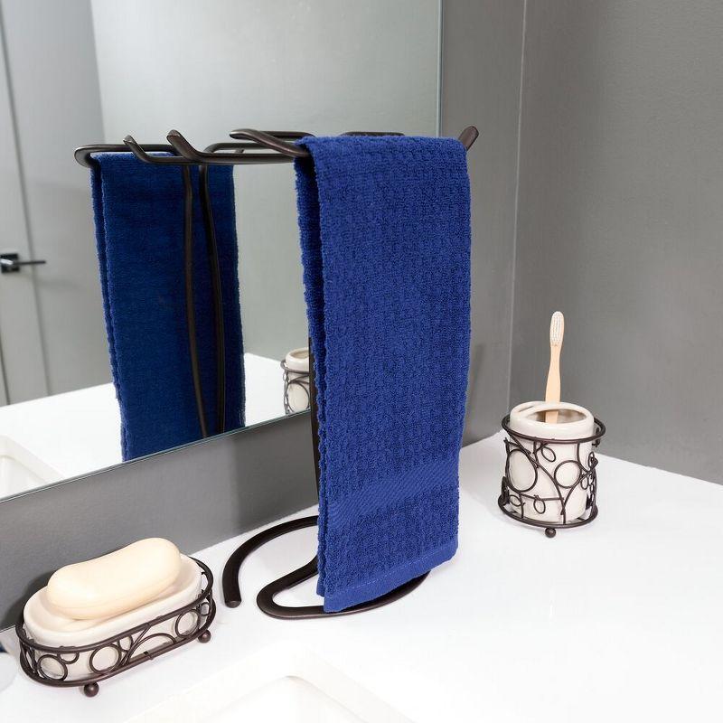 Axis Metal Hand Towel Holder Bronze - iDESIGN: Steel Bathroom Rack, 6.3" Height, Towel Stand for Vanity