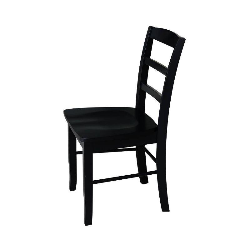 Elegant Black Solid Wood Ladderback Side Chair Set