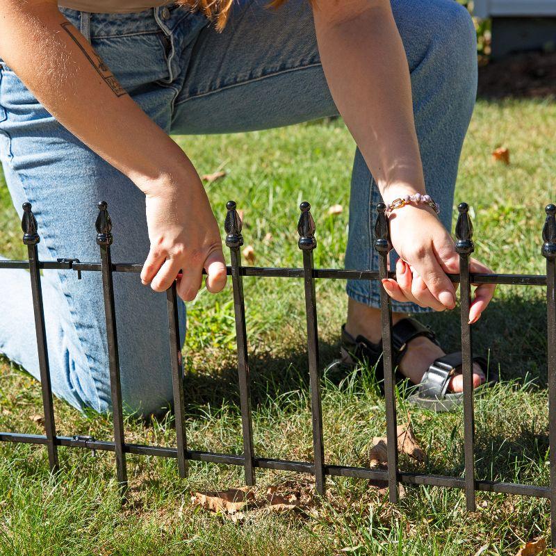 Sunnydaze Outdoor Lawn and Garden Metal Roman Style Decorative Border Fence Panel Set - 9' - Black - 5pk